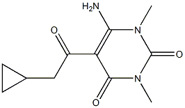 6-Amino-1,3-dimethyl-5-(2-cyclopropylacetyl)-2,4(1H,3H)-pyrimidinedione,,结构式