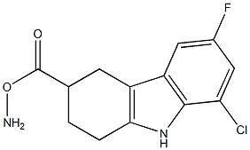 3-Amino-8-chloro-6-fluoro-2,3,4,9-tetrahydro-1H-carbazole-3-carboxylic acid 化学構造式