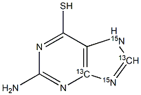 2-Amino-6-mercaptopurine-13C2,15N2,,结构式