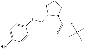 2-(4-Amino-phenylsulfanylmethyl)-pyrrolidine-1-carboxylic acid tert-butyl ester,,结构式