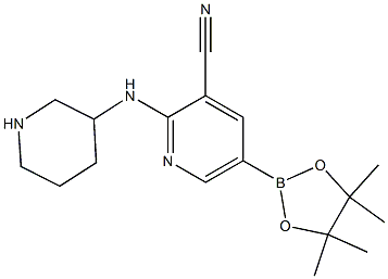 5-(4,4,5,5-tetramethyl-1,3,2-dioxaborolan-2-yl)-2-(piperidin-3-ylamino)pyridine-3-carbonitrile,,结构式