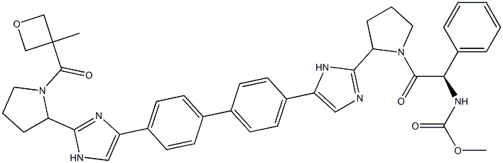  methyl (1R)-2-(2-(5-(4'-(2-(1-(3- meth yloxetane-3-carbonyl) pyrrolidin-2-yl)-1H-imidazol-4-yl)biphenyl-4-yl)-1H-imidazol-2-yl)pyrrolidin-1-yl)-2-oxo-1-phenylethylcarbamate