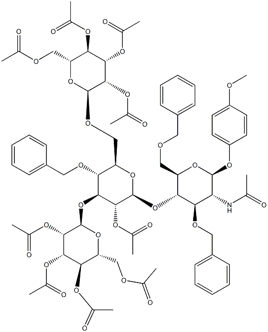 4-Methoxyphenyl 2-acetamido-4-O-[2-O-acetyl-3,6-di-O-(2,3,4,6-tetra-O-acetyl-a-D-mannopyranosyl)-4-O-benzyl-b-D-glucopyranosyl]-3,6-di-O-benzyl-2-deoxy-b-D-glucopyranoside|