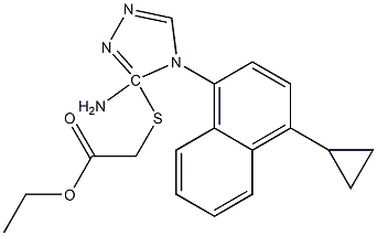 Ethyl 2-(5-amino-4-(4-cyclopropylnaphthalen-1-yl)-4H-1,2,4-triazol-5-ylthio)acetate Struktur