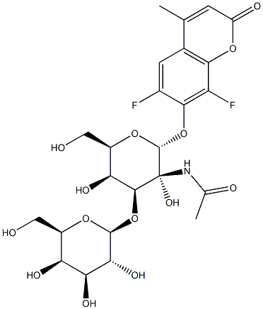 6,8-Difluoro-4-methylumbelliferyl 2-acetamido-3-O-(b-D-galactopyranosyl)-a-D-galactopyranoside Structure
