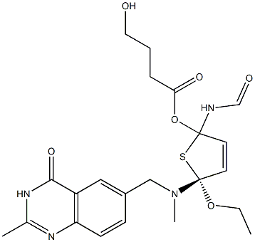 (S)-5-ethoxy-2-(5-(methyl((2-methyl-4-oxo-3,4-dihydroquinazolin-6-yl)methyl)amino)thiophene-2-carboxamido)-5-oxopentanoic acid Struktur