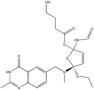 (S)-5-ethoxy-2-(5-(methyl((2-methyl-4-oxo-3,4-dihydroquinazolin-6-yl)methyl)amino)thiophene-2-carboxamido)-5-oxopentanoic acid,,结构式