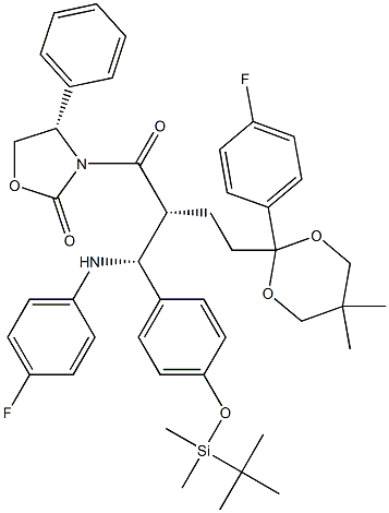 (4S)-3-[(2R)-2-[(R)-[4-[[(1,1-Dimethylethyl)dimethylsilyl]oxy]phenyl][(4-fluorophenyl)amino]methyl]-4-[2-(4-fluorophenyl)-5,5-dimethyl-1,3-dioxan-2-yl]-1-oxobutyl]-4-phenyl-2-oxazolidinone, 1478663-96-5, 结构式