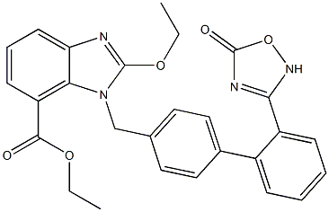 1-[[2'-(2,5-Dihydro-5-oxo-1,2,4-oxadiazol-3-yl)[1,1'-biphenyl]-4-yl]methyl ]-2-Ethoxy-1H-benzimidazole-7-carboxylic acid ethyl ester Struktur