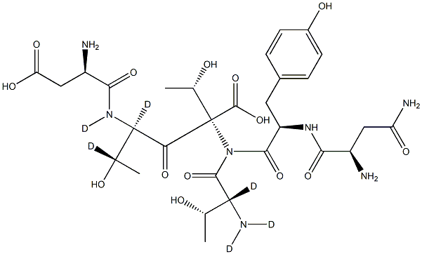 D-Aspartyl-D-Threonyl-d3-D-threonyl-d3-D-asparaginyl-D-tyrosyl-D-Threonine,,结构式