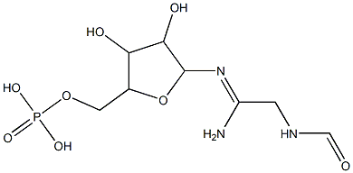 [5-[(1-amino-2-formamido-ethylidene)amino]-3,4-dihydroxy-oxolan-2-yl]methoxyphosphonic acid Struktur