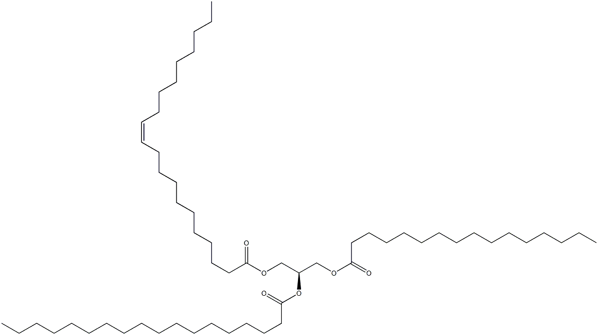 1-hexadecanoyl-2-octadecanoyl-3-(11Z-eicosenoyl)-sn-glycerol Structure