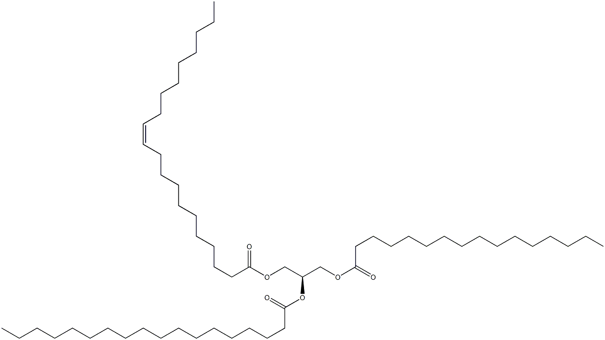 1-hexadecanoyl-2-octadecanoyl-3-(11Z-eicosenoyl)-sn-glycerol 化学構造式