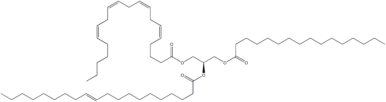 1-hexadecanoyl-2-(11Z-eicosenoyl)-3-(5Z,8Z,11Z,14Z-eicosatetraenoyl)-sn-glycerol Structure
