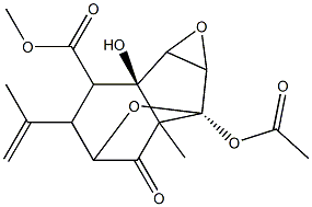 3,9:7,8-Diepoxybicyclo[4.3.0]nonane-6beta-ol-2-one,9alpha-acetoxy-4-i sopropenyl-5-methoxycarbonyl-1-methyl-,,结构式