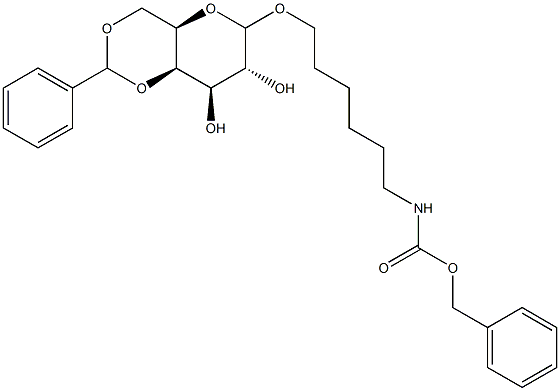 6-benzyloxycarbonylaminohexyl-4,6-O-benzylidene-galactopyranoside 结构式