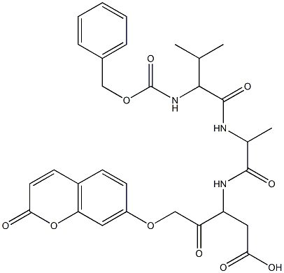 3-(2-(2-benzyloxycarbonylamino-3-methylbutyrylamino)proionylamino)-4-oxo-5-(2-oxo-2H-chromen-7-yloxy)pentanoic acid|