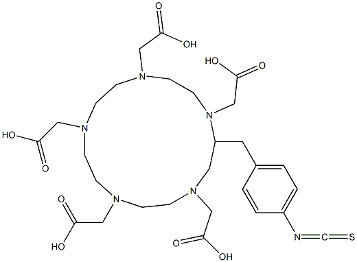 2-(p-isothiocyanatobenzyl)-1,4,7,10,13-pentaazacyclopentadecane-N,N',N'',N''',N''''-pentaacetic acid 结构式