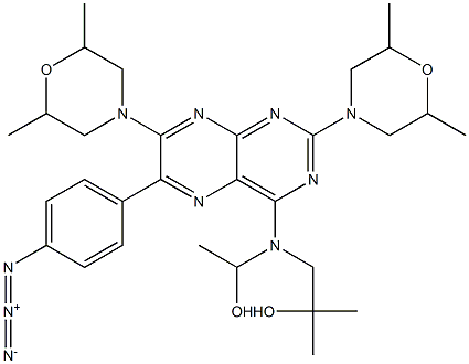 4-(N-(2-hydroxy-2-methylpropyl)-ethanolamino)-2,7-bis(2,6-dimethylmorpholino)-6-(4-azidophenyl)pteridine 结构式