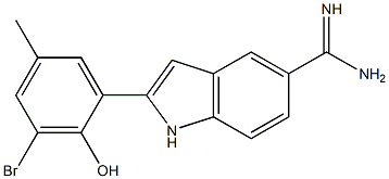 2-(3-bromo-2-hydroxy-5-methylphenyl)-1H-indole-5-carboxamidine 化学構造式