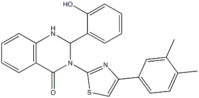 3-(4-(3,4-dimethylphenyl)-1,3-thiazol-2-yl)-2-(2-hydroxyphenyl)-1,2,3,4-tetrahydroquinazolin-4-one,,结构式