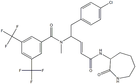 N-(1-(4-chloro-benzyl)-3-(2-oxo-azepan-3-ylcarbamoyl)-allyl)-N-methyl-3,5,-bis-trifluoromethyl-benzamide