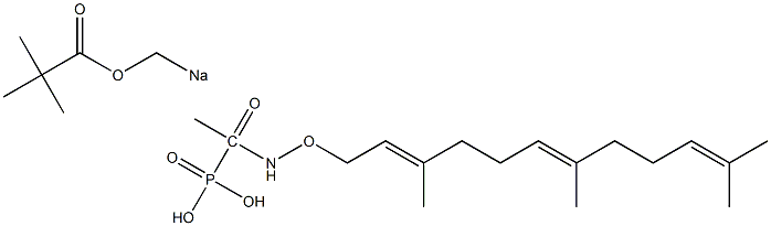 2-(2-oxo-2-((3,7,11-trimethyl-2,6,10-dodecatrienyl)oxy)aminoethyl)phosphonic acid, (2,2-dimethyl-1-oxopropoxy)methyl ester sodium Structure