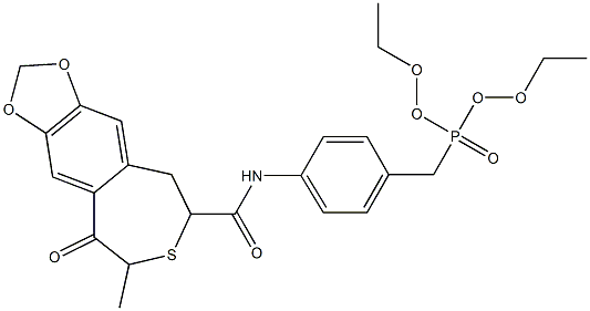 N-(4-(diethoxyphosphorylmethyl)phenyl)-1,2,4,5-tetrahydro-4-methyl-7,8-methylenedioxy-5-oxo-3-benzothiepin-2-carboxamide 化学構造式