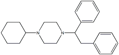 4-cyclohexyl-1-(1,2-diphenylethyl)piperazine 化学構造式