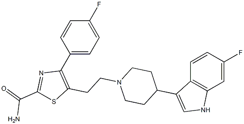  5-(2-(4-(6-fluoro-1H-indole-3-yl)piperidine-1-yl)ethyl)-4-(4-fluorophenyl)thiazole-2-carboxylic acid amide