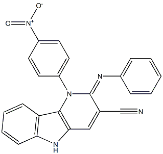 1-(4-nitrophenyl)-2-phenylimino-2,5-dihydro-1H-pyrido[3,2-b]indole-3-carbonitrile,,结构式