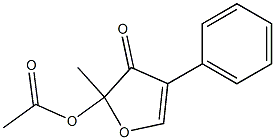 2-methyl-3-oxo-4-phenyl-2,3-dihydrofuran-2-yl acetate 化学構造式