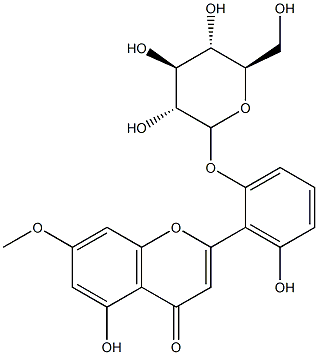 5,2',6'-trihydroxy-7-methoxyflavone 2'-O-glucopyranoside Structure