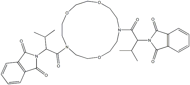 2-[1-[13-[2-(1,3-dioxoisoindol-2-yl)-3-methyl-butanoyl]-1,4,10-trioxa-7,13-diazacyclopentadec-7-yl]-3-methyl-1-oxo-butan-2-yl]isoindole-1,3-dione Struktur