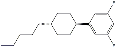 Trans-4-pentylcyclohexyl-3,5-difluorobenzene 化学構造式