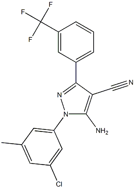 5-amino-1-(3-chloro-5-methylphenyl)-3-[3-(trifluoromethyl)phenyl]-1H-pyrazole-4-carbonitrile 化学構造式