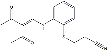 3-({2-[(2-ACETYL-3-OXOBUT-1-ENYL)AMINO]PHENYL}THIO)PROPANENITRILE Struktur