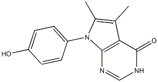 7-(4-HYDROXYPHENYL)-5,6-DIMETHYL-3,7-DIHYDRO-4H-PYRROLO[2,3-D]PYRIMIDIN-4-ONE 化学構造式