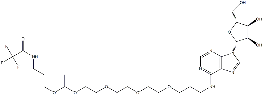 N6-{((((3-TRIFLUOROACETAMIDOPROPOXY(ETHOXY))ETHOXY)ETHOXY)ETHOXY)-PROPYL}ADENOSINE,,结构式