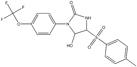 5-hydroxy-4-[(4-methylphenyl)sulfonyl]-1-[4-(trifluoromethoxy)phenyl]tetrahydro-2H-imidazol-2-one 结构式