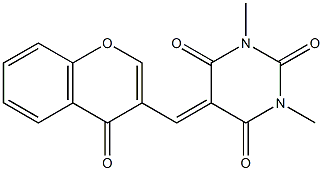 1,3-dimethyl-5-[(4-oxo-4H-chromen-3-yl)methylene]-2,4,6(1H,3H,5H)-pyrimidinetrione Structure