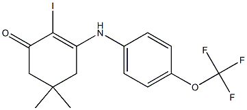 2-iodo-5,5-dimethyl-3-[4-(trifluoromethoxy)anilino]-2-cyclohexen-1-one Structure