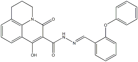 7-hydroxy-5-oxo-N'-[(E)-(2-phenoxyphenyl)methylidene]-2,3-dihydro-1H,5H-pyrido[3,2,1-ij]quinoline-6-carbohydrazide,,结构式