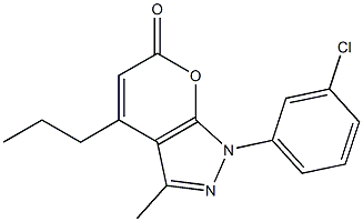 1-(3-chlorophenyl)-3-methyl-4-propyl-1,6-dihydropyrano[2,3-c]pyrazol-6-one,,结构式