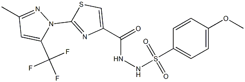 4-methoxy-N'-({2-[3-methyl-5-(trifluoromethyl)-1H-pyrazol-1-yl]-1,3-thiazol-4-yl}carbonyl)benzenesulfonohydrazide,,结构式