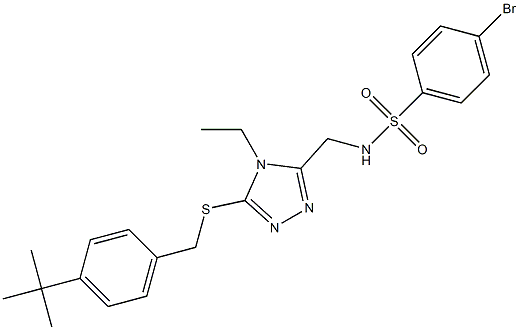 4-bromo-N-[(5-{[4-(tert-butyl)benzyl]sulfanyl}-4-ethyl-4H-1,2,4-triazol-3-yl)methyl]benzenesulfonamide,,结构式