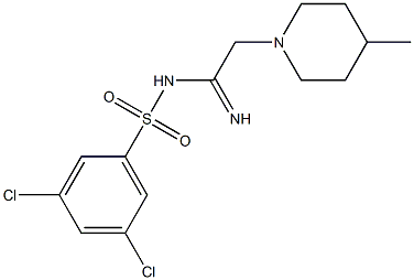 N1-[2-(4-methylpiperidino)ethanimidoyl]-3,5-dichlorobenzene-1-sulfonamide 化学構造式