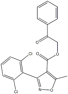 2-oxo-2-phenylethyl 3-(2,6-dichlorophenyl)-5-methylisoxazole-4-carboxylate,,结构式