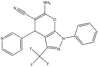 6-amino-1-phenyl-4-(3-pyridinyl)-3-(trifluoromethyl)-1,4-dihydropyrano[2,3-c]pyrazole-5-carbonitrile Structure