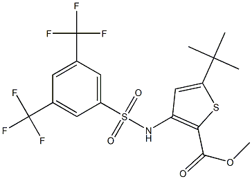 methyl 5-(tert-butyl)-3-({[3,5-di(trifluoromethyl)phenyl]sulfonyl}amino)thiophene-2-carboxylate,,结构式
